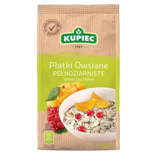 Płatki Owsiane, Oat flakes, Ganze Haferflocken, Grüne Verpackung, 200 g