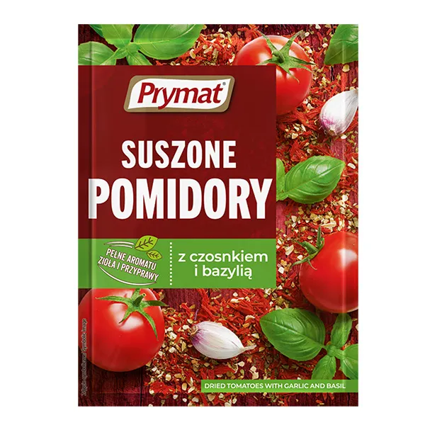 Tomate, Tomaten getrocknet, Knoblauch, Basilikum, Verpackungsetikett