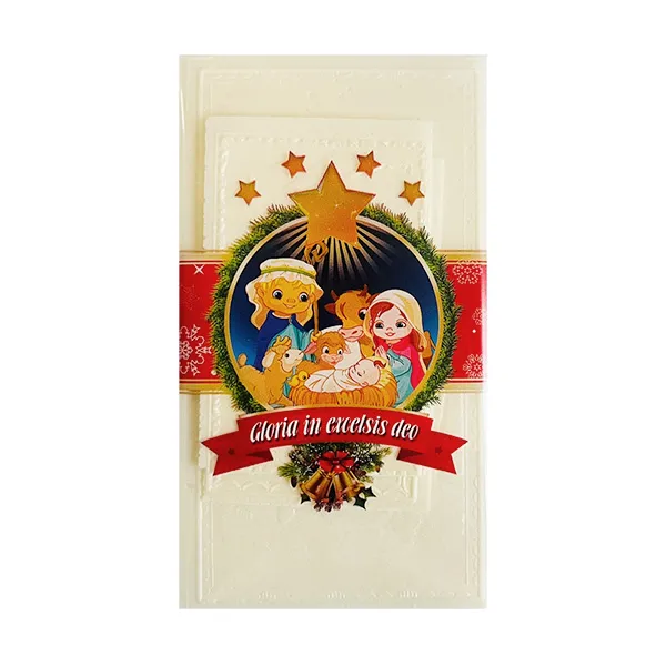 Weihnachtskarte, Klappkarte, Weihnachtsmotiv, Sterne, Krippe