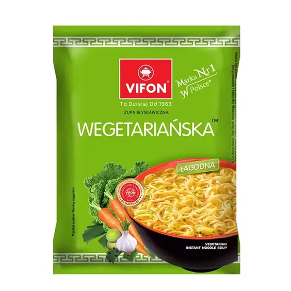 vegetarian, instant noodle, soup, green packaging, lagodna