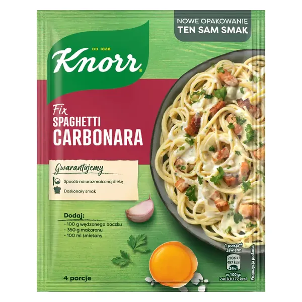 Spaghetti, Carbonara, Schnellgericht, Pasta, Verpackung grün