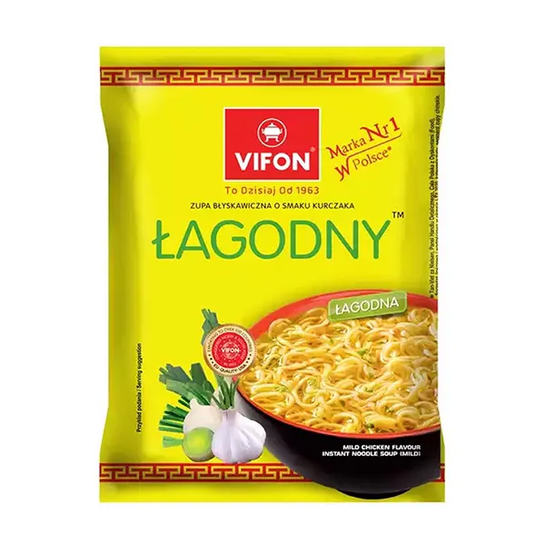 Instant noodles, Hähnchen Geschmack, Gelbes Verpackung, Knoblauch, Frühlingszwiebel