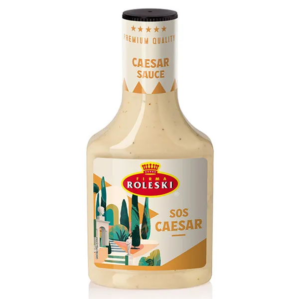 Caesar sauce, Salatdressing, Cremige Soße, Flasche, Etikettendesign