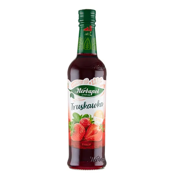 sirup, erdbeere, frucht, glasflasche, etikett design