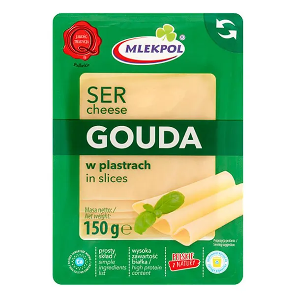 goat cheese, gouda, käse scheiben, netto 150 g, verpackung grün
