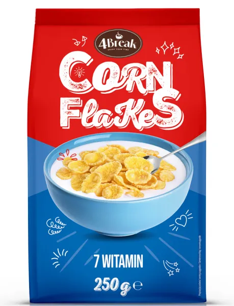 Corn Flakes, Cereal, Milk, Blue Bowl, 250 g