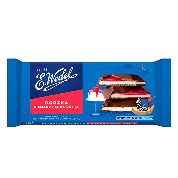 Schokoladenbar, Gorzka-Schokolade, Panna-Cotta-Füllung, E.Wedel, Riegel mit Füllung