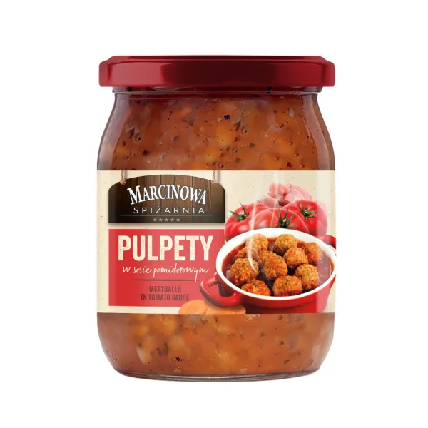 Pulpety, konserwa, pomidorowy sos, mięsne kuleczki, jarzynowy sos