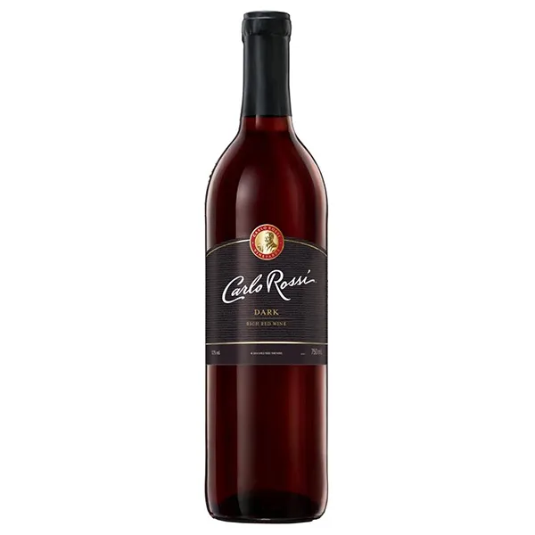 Rotwein, Dunkler Wein, Glasflasche, Etikett Carlo Rossi, Berliner?