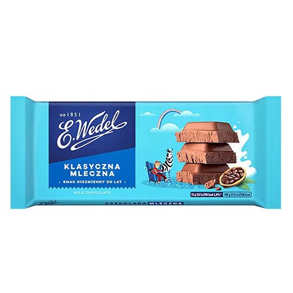 Milk chocolate, Schokoladenriegel, Gestapelte Stücke, Blaue Verpackung, Milchschokolade