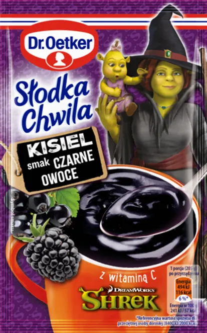 shrek, kisiel, blackberry, grape, fruit pudding
