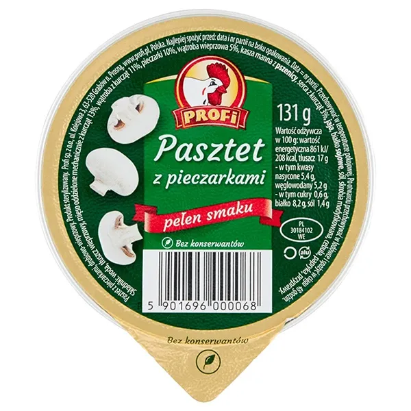 Pastet, mit Pilzen, Konserve, Trockenware, Napfdeckel?