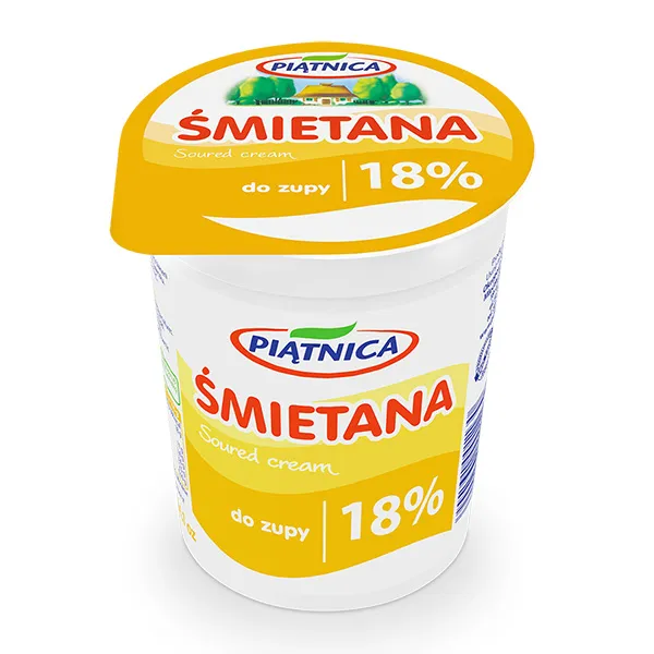 Sour cream, Dairy, Container, 18% fat, Polish label