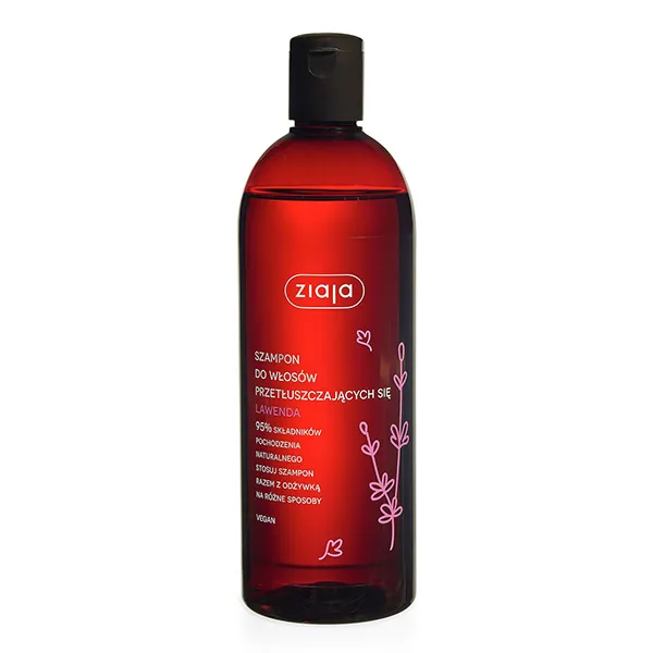 shampoo, haar, lavendel, vegan, roter flakon