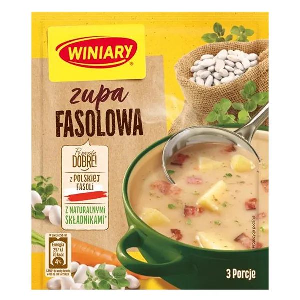 zupa, fasolowa, polska, z naturalnymi skladnikami, 3 porcje