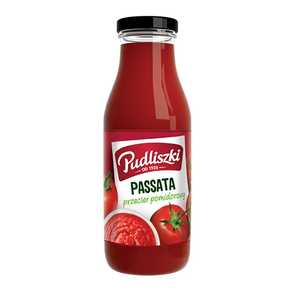 Tomatensaft, Passata, Glasflasche, Rot, Etikett