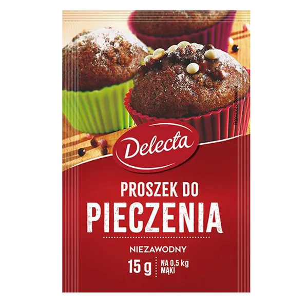 Backpulver, Mehl, 15 g, Kakaomuffin, Rote Verpackung