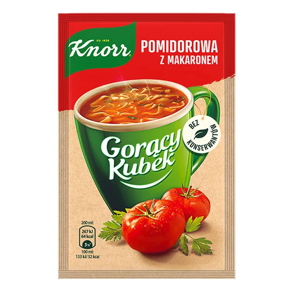 Tomate, Suppe, Verpackung, Knorr, Gorący Kubek