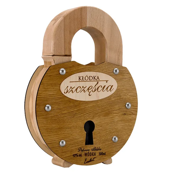 Holzschloss, Schloss, Padlock, Hanging lock, Wodkaflasche