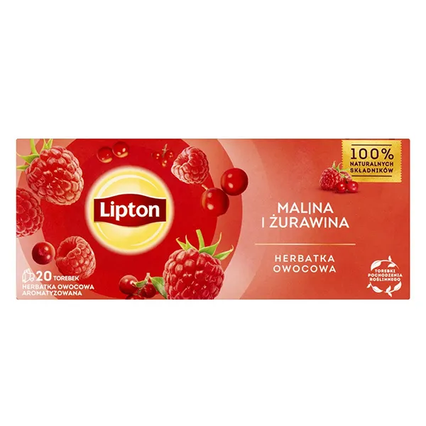 Lipton, Raspberry, Cranberry, Fruit tea, Tea bags