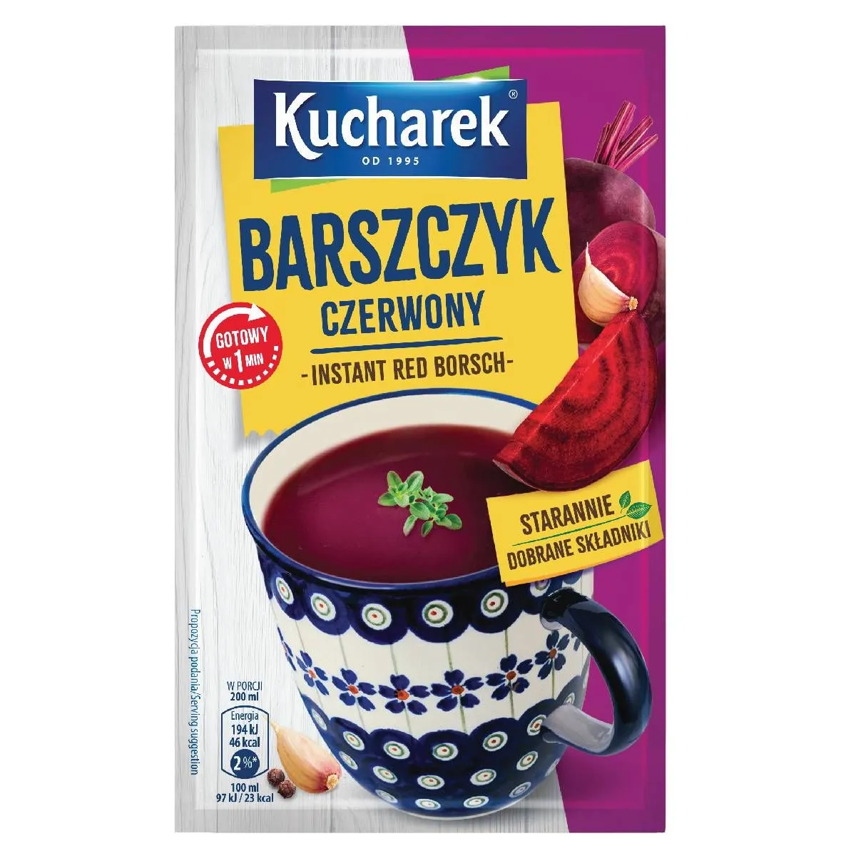 Instant-Suppe, Rote Bete, Rote Beet-Suppe, Pulverisierte Suppe, Polnische Verpackung