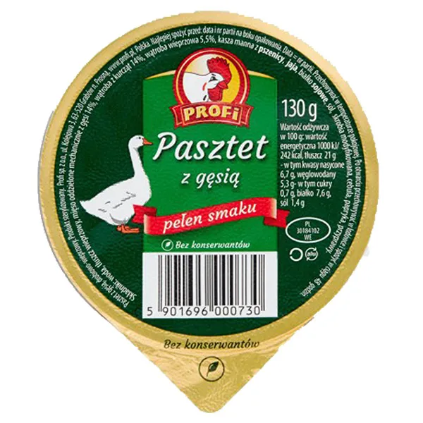 Pastetka, z gęsią, zielony opakowanie, kółko, 1130 g