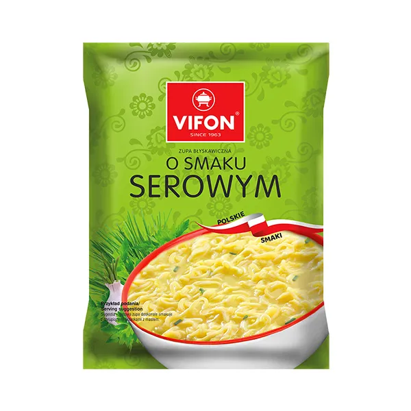 zupa, serowy, makaron, koncentrat, zielony opakowanie