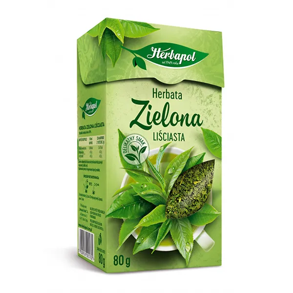 Herbata, Zielona, liściasta, 80 g, opakowanie