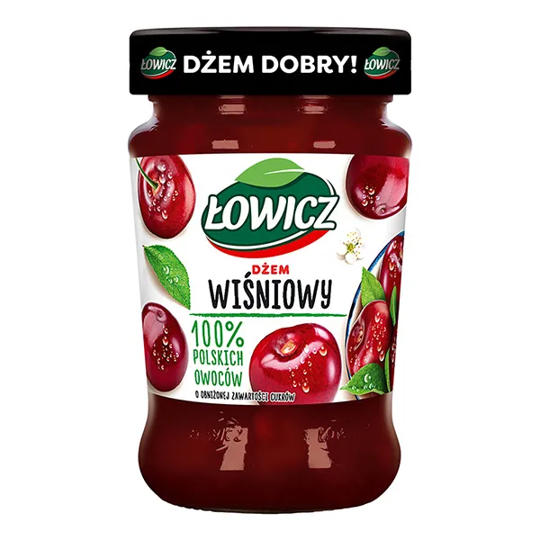 Dżem, Wiśniowy, Słoik, 100% owoce, Czerwony