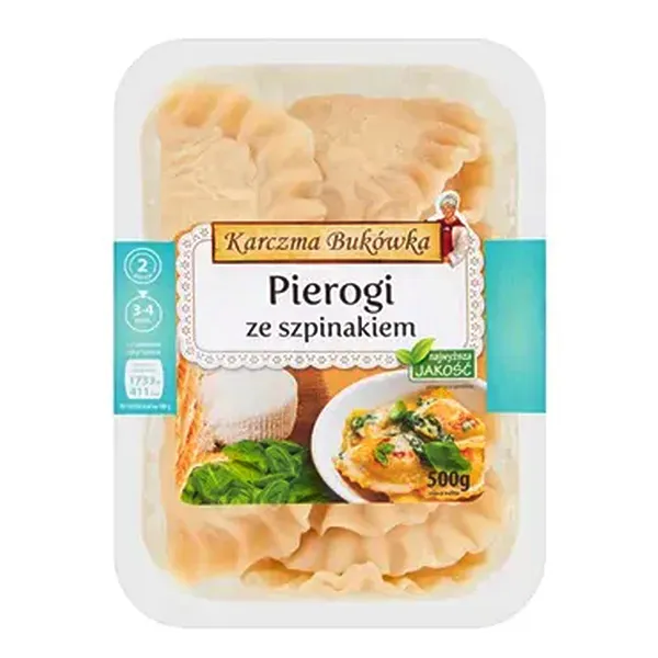 pierogi, szpinak, knedle, gotowe, 500g