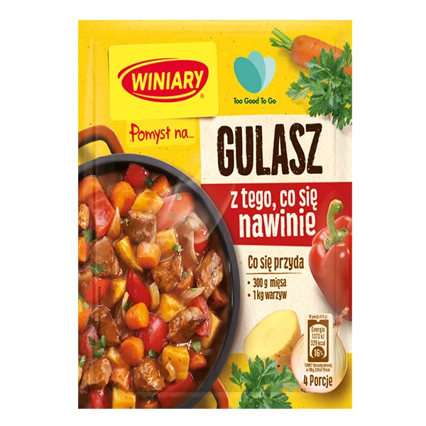 gulasz, mieszanka warzywna, mięso, gotowe danie, opakowanie