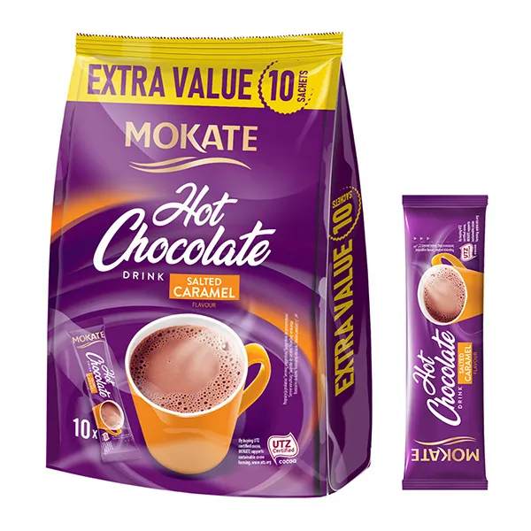 Hot chocolate, Salted caramel, Powder mix, Mokate, 10 sachets