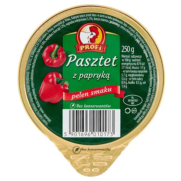 Paprika, Pâté, Pastet z papryką, Konserwa w puszce, Bez konserwantów