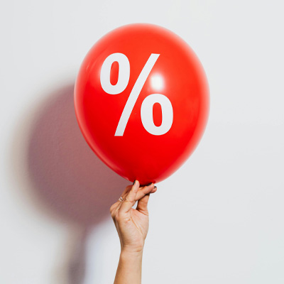 Rabattballon, Prozentsatz, Luftballon, Rot, Werbeartikel