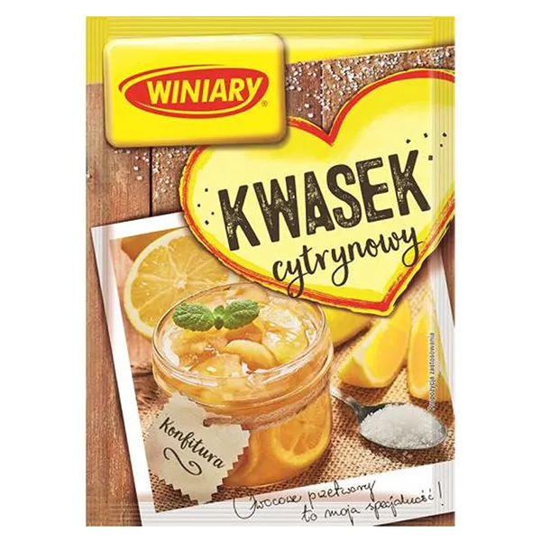 kwasek cytrynowy, konfitura, opakowanie żółte, napój dodatek, cydsety?