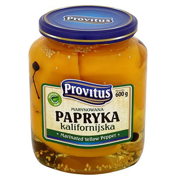 Paprika, gelb, mariniert, Glas, Preiswert