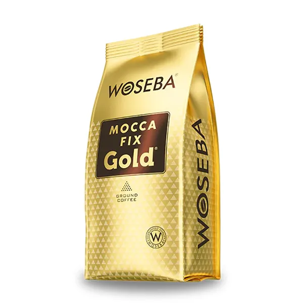 kaffee, gemahlen, bohnen, goldene verpackung, mocca fix gold