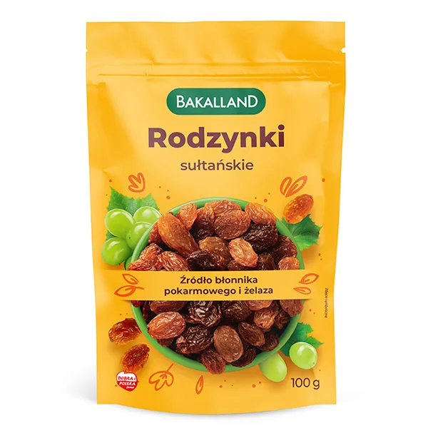 raisins, sonnengetrocknet, 100g, korb, gelbes verpackung