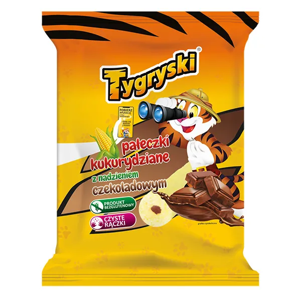 Snack, Polnisch, Schoko, Mais-Snack, Tiger-Charakter