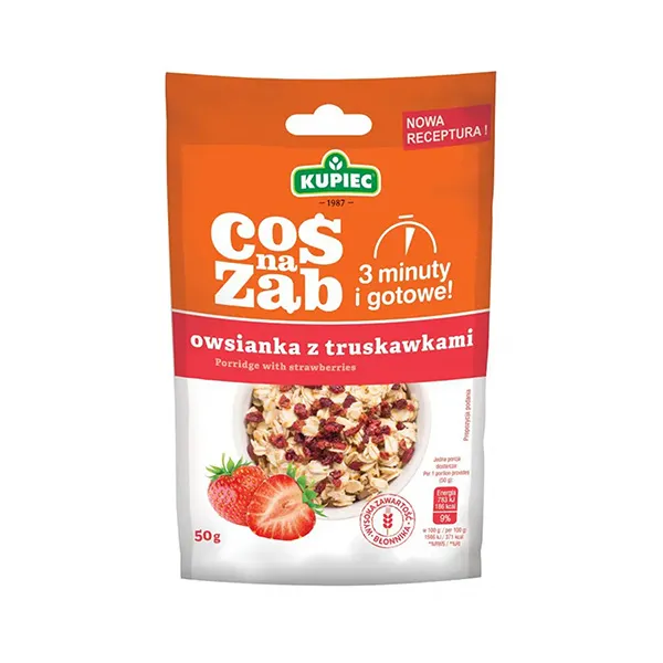Porridge, Hafer, Erdbeeren, Verpackung, 50 g