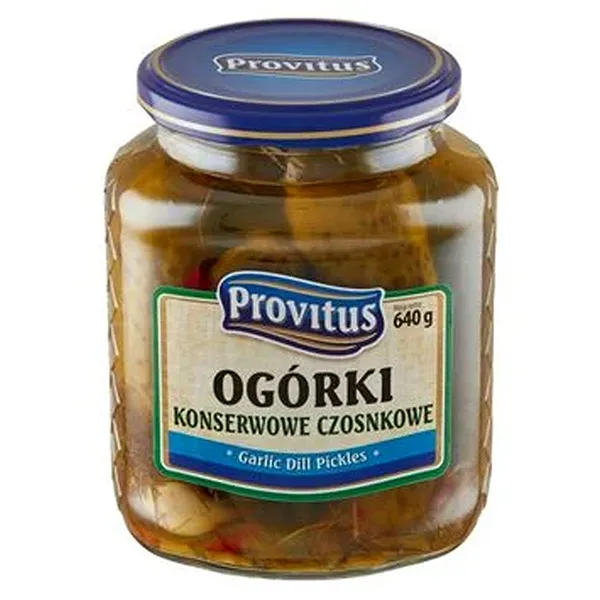 Gurkenpickle, Knoblauch-Dill-Gurken, Glas, Deckel aus Metall, 640 g