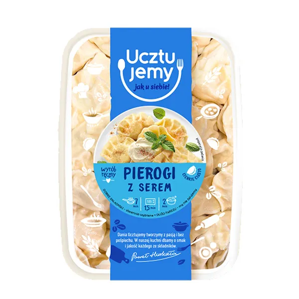 pierogi, dumplings, mit käse, gefrostet, verpackungsetikett