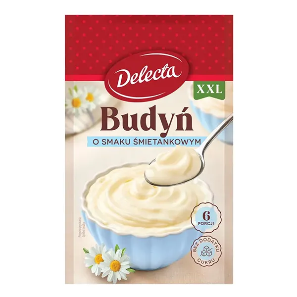 budyń, deser, śmietankowy, duża porcja, bez cukru