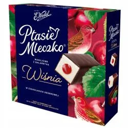 E. Wedel Ptasie Mleczko Vanille mit Kirschgelee in Zartbitterschokolade 340 g - Ptasie Mleczko waniliowe z galaretka wisnia w czekoladzie deserowej 340 g