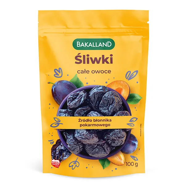 getrocknete pflaumen, obstsnacks, füllung, 100 g, beutelverpackung