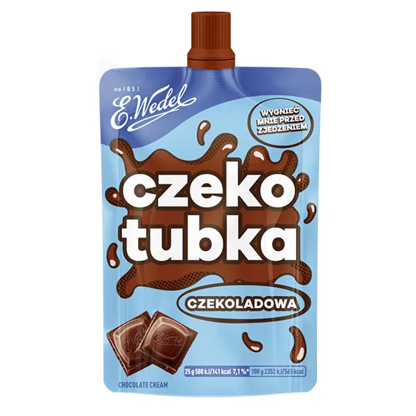 Schokoladencreme, Quetschbeutel, Tuben-Packung, Kakaogehalt, Choco