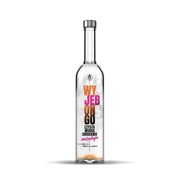 Glasflasche, Wodka, Klarflasche, farbiger Text, 500 ml