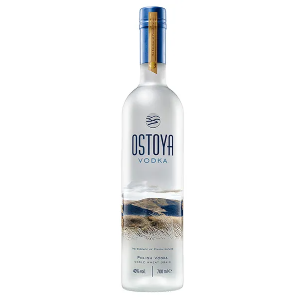 vodka, Flasche, Transparente Flasche, blauer Deckel, 700 ml