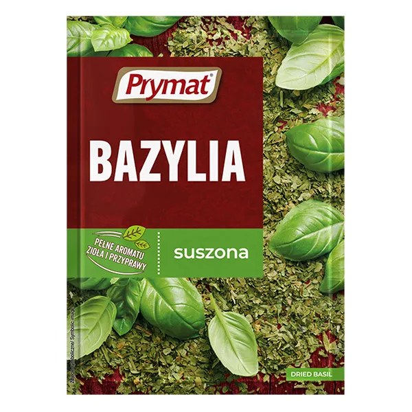 Bazylia, Suszone zioła, Dried basil, Zielony opakowanie, PrymAt