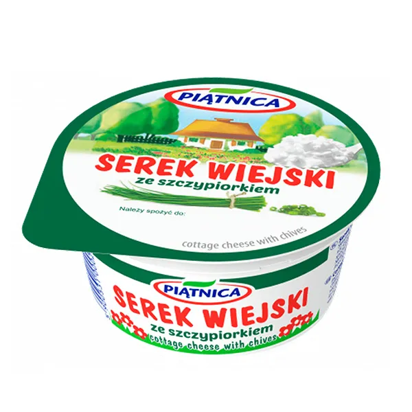 serek wiejski, cottage cheese, with chives, polish, container
